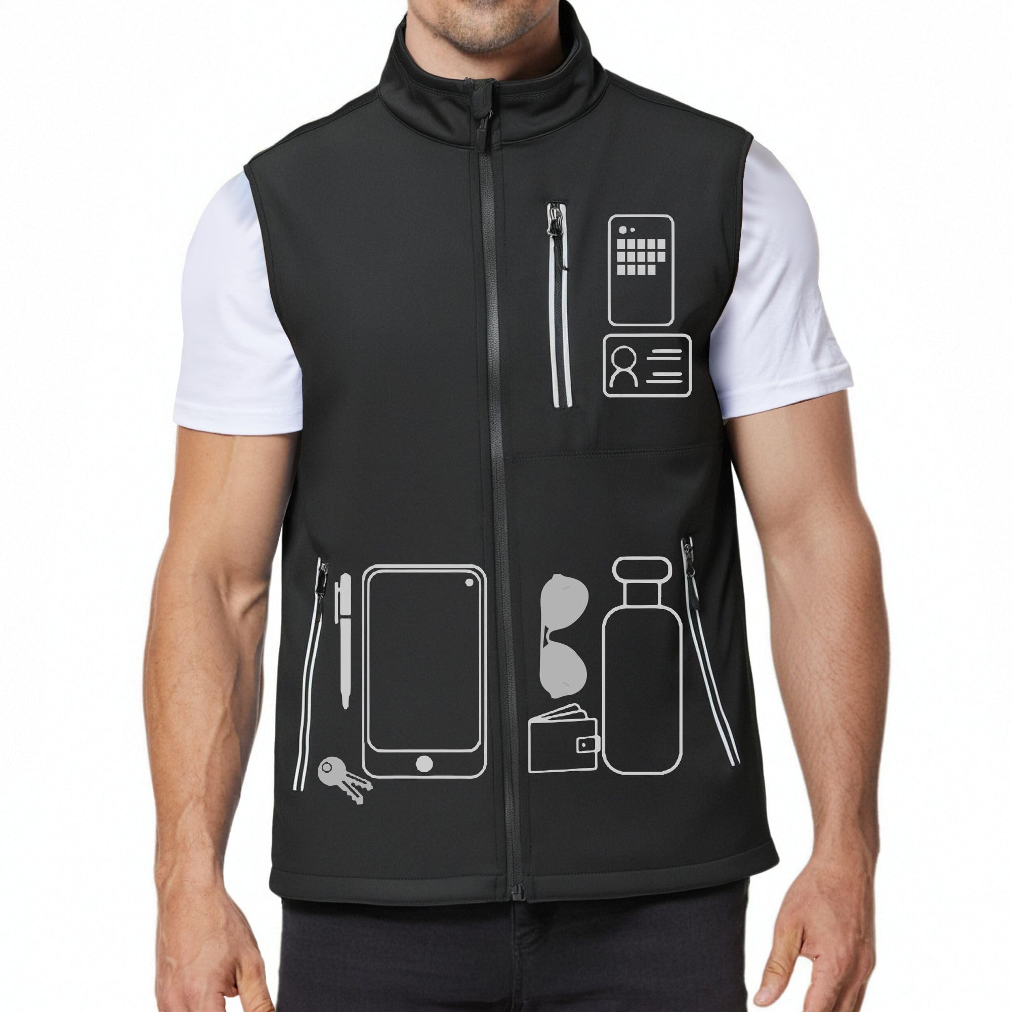GIISAM Chaleco Softshell para hombre, resistente al viento, sin mangas, para golf, correr, ciclismo