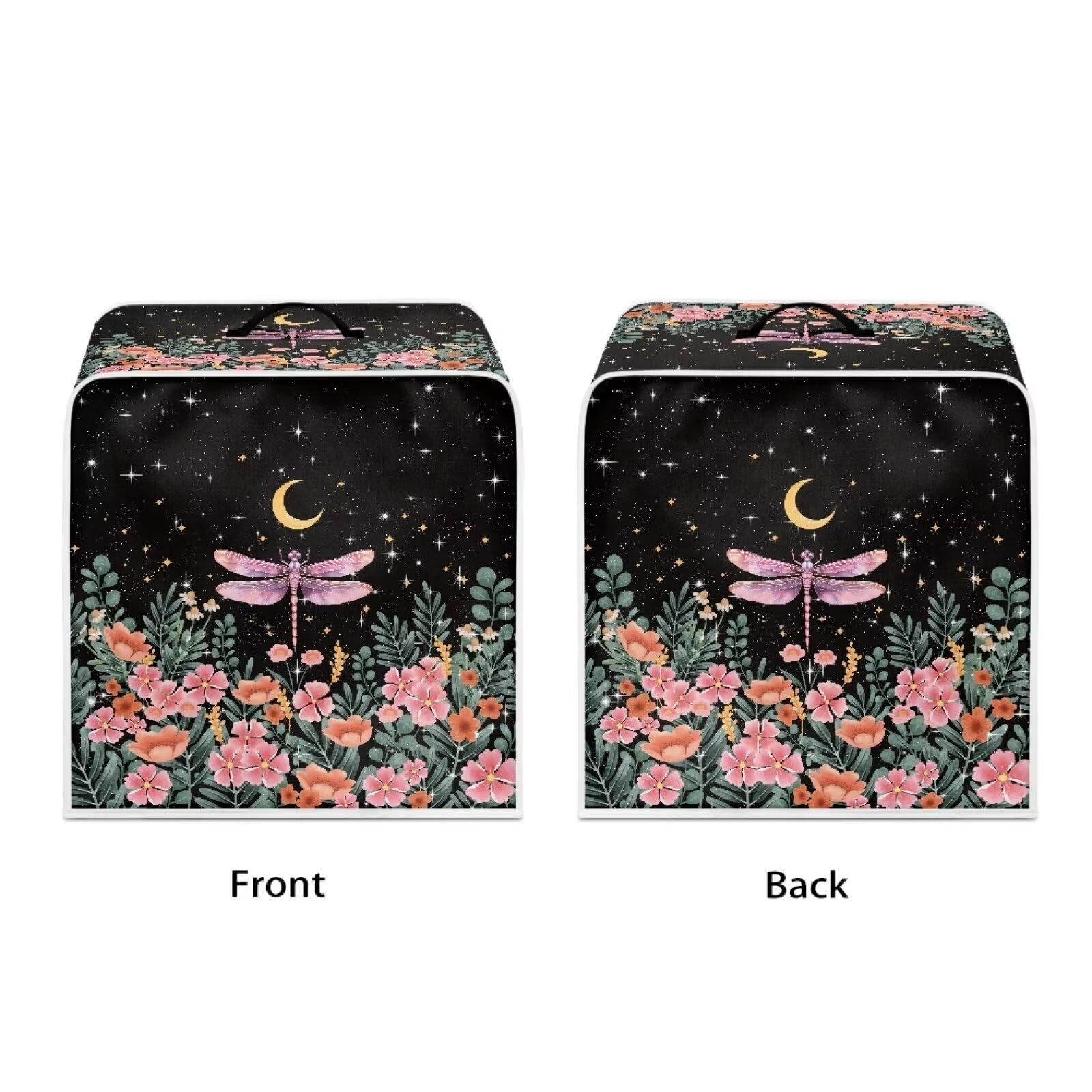 Talayituse Dragonfly Flower Moon Print Coffee Maker Cover Stain Resistant Washable Covers with Durable Handle Dust Protection Coffee Maker Appliance Cover for Kitchen, Size L
