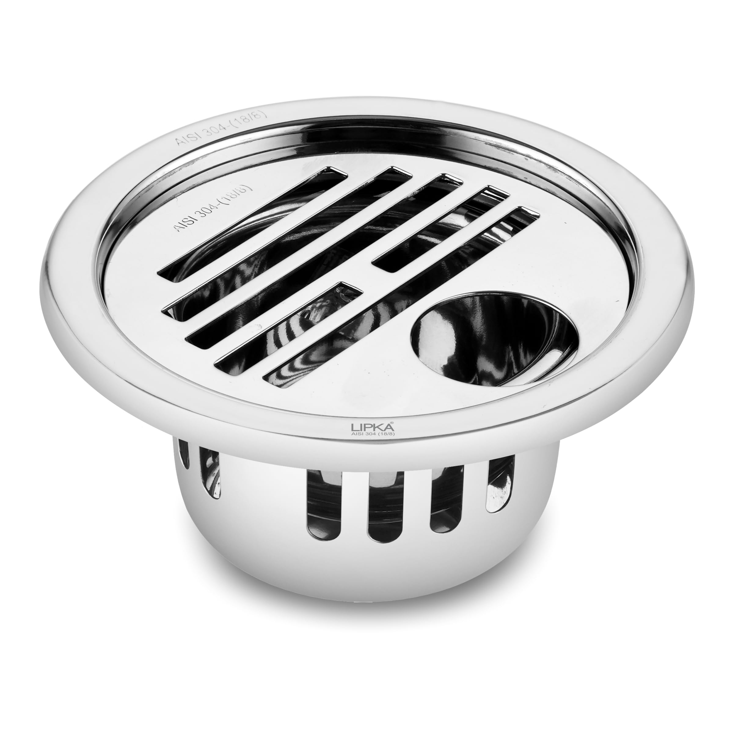 LIPKA 5 Inch Golden Classic Jali Round Floor Drain/Plain Jali |304-Grade Stainless Steel | Grating Trap Drain Cover with Cockroach Trap with Hole for Bathroom and Kitchen Rust Corrosion Resistant