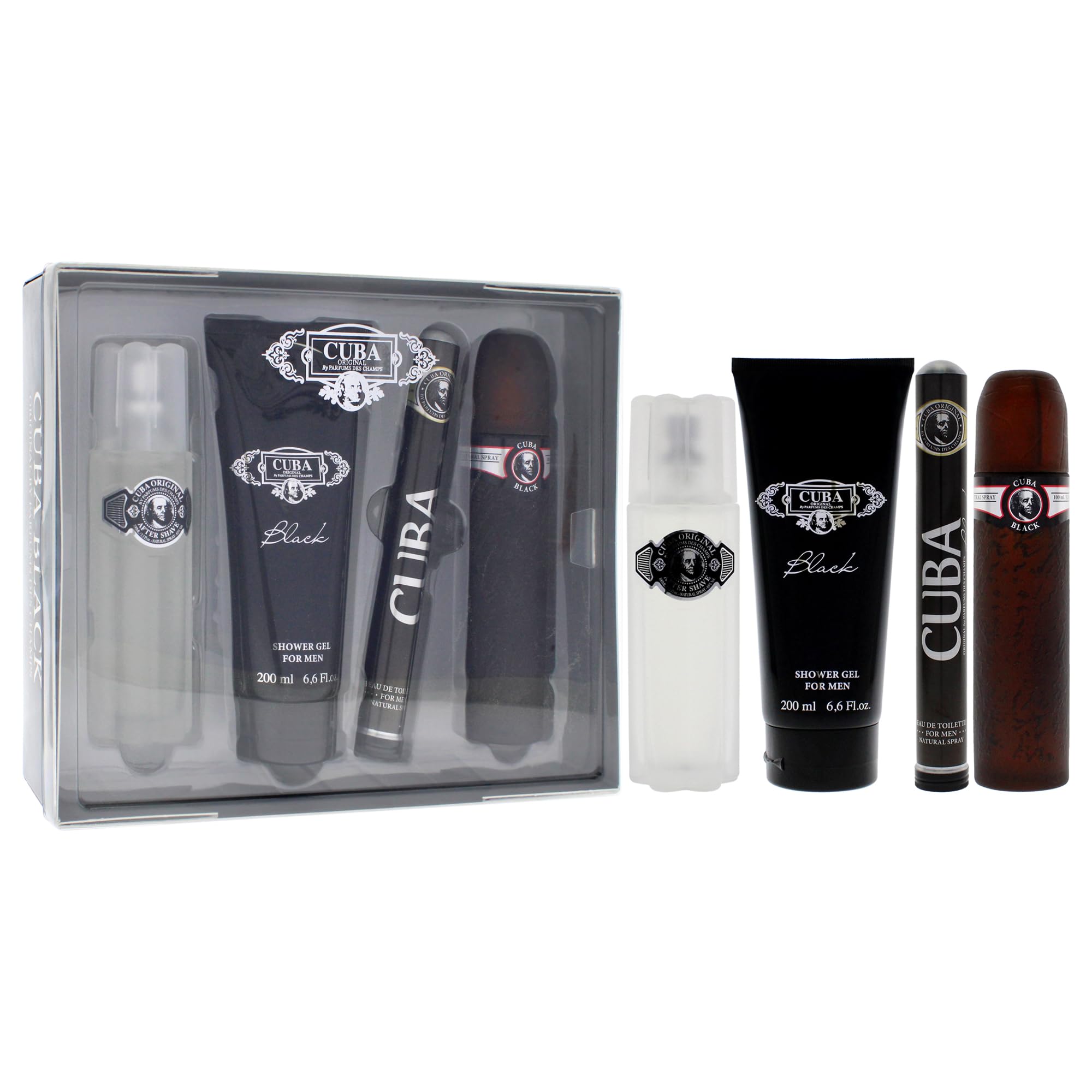 Amazon.com : Cuba Cuba Black Men 4 Pc Gift Set 3.3oz EDT Spray