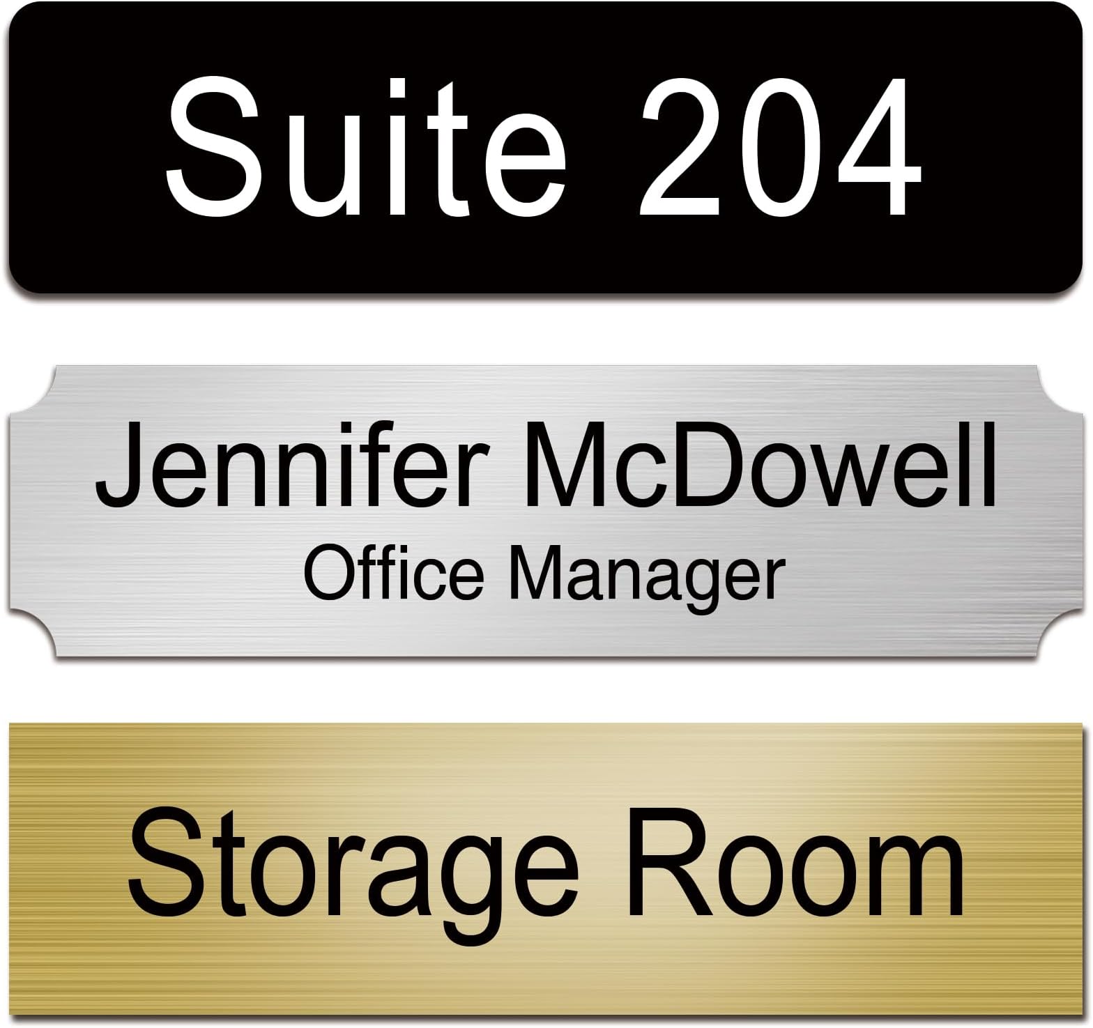 Set of 6 Sturdy & Elegant Black Aluminum Wall Mount Name Plate Holder, Office