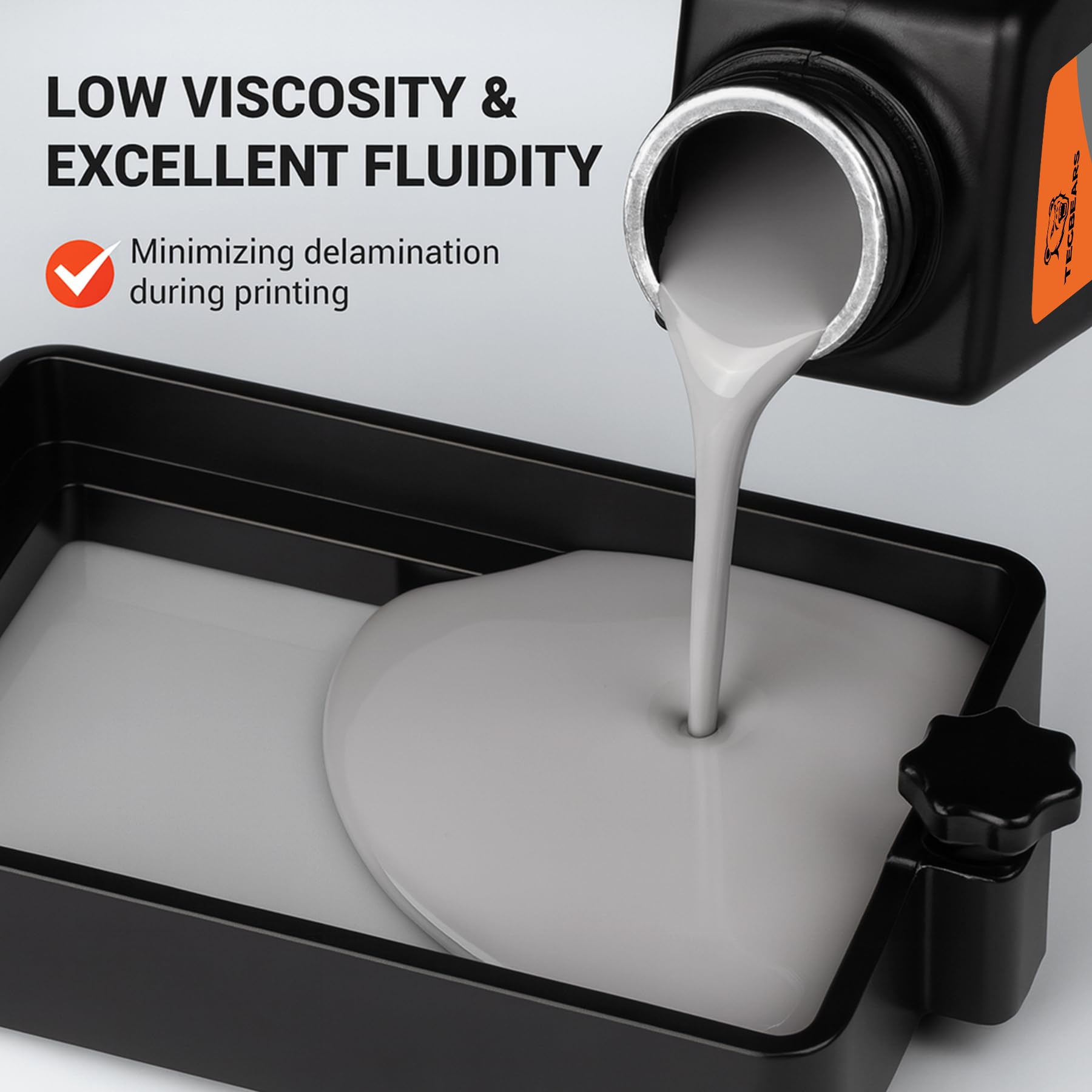 TECBEARS Resina ABS-Like para impressora 3D Gris oscuro 2KG, UV 405nm Curado Resina, Alta resistencia, fuerte tenacidad y alta precisión, Compatibilidad con LCD y DLP Impresoras 3D