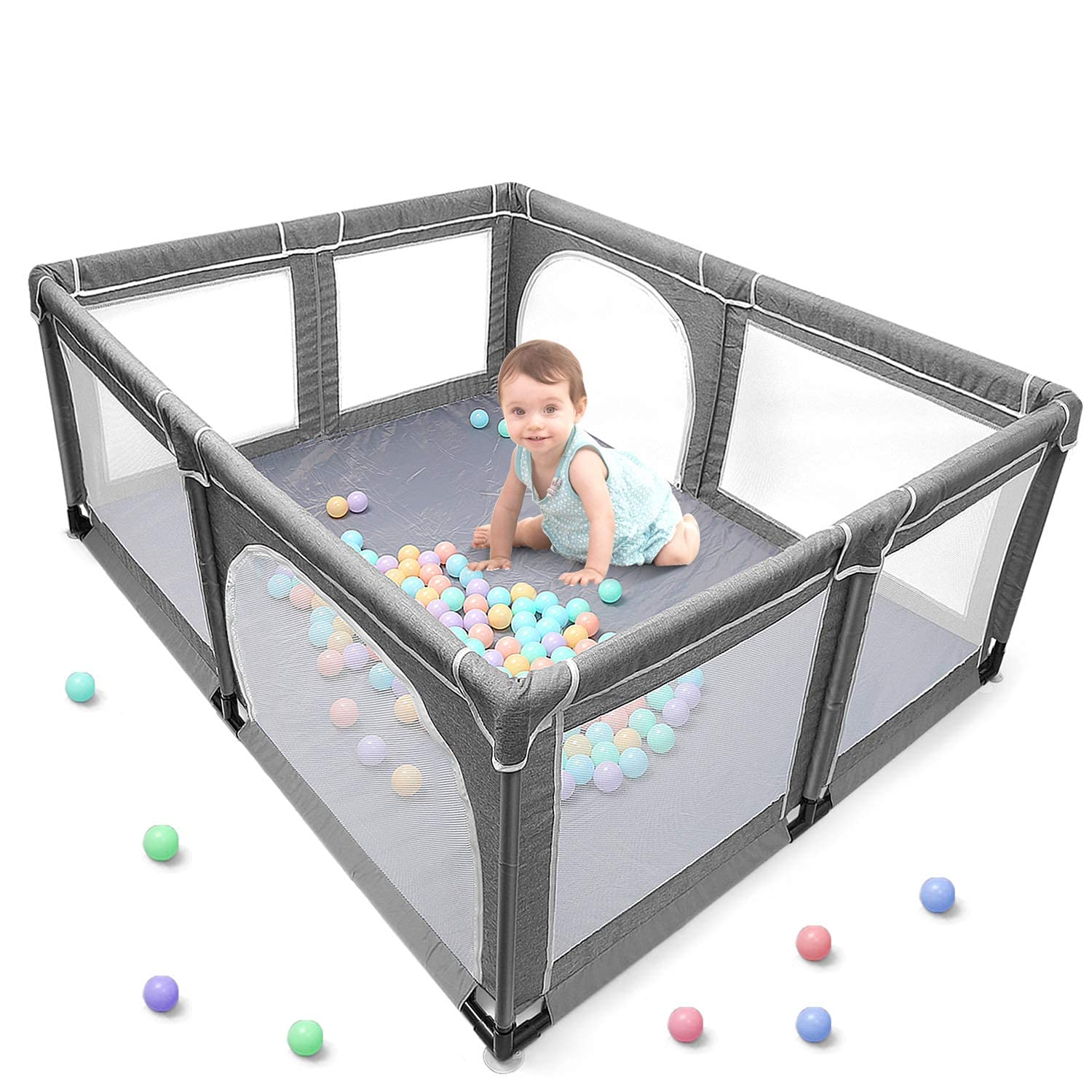 ベビーサークル Amazon.co.jp: YOBESTベビーサークル、出入り口付き幼児用プレイヤード