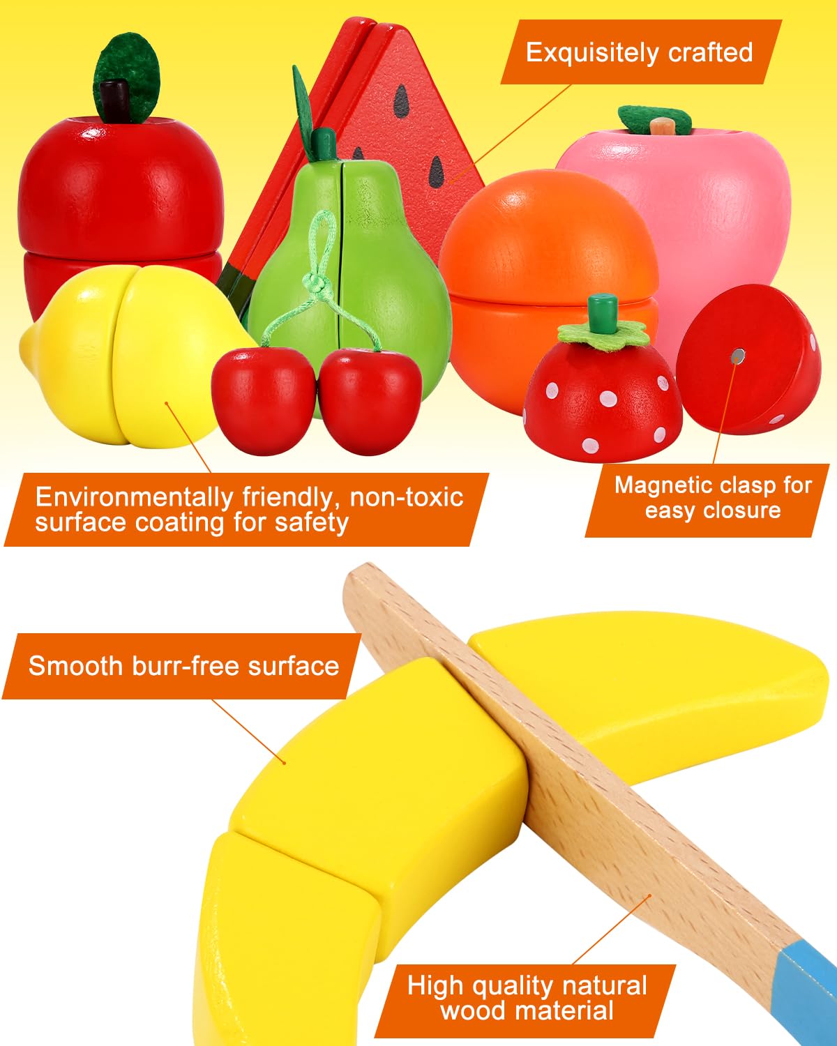 Juego De Comida De Madera Para Niños - Más De 20 Piezas, Frutas, Verduras Y Accesorios, Juguete Educativo Para Cocinitas A Partir De 3 Años