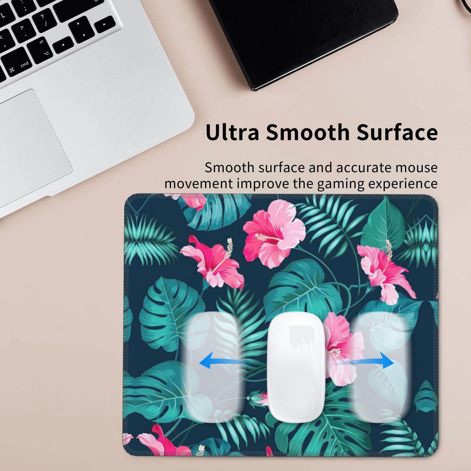 Tappetino per mouse per computer con base in gomma antiscivolo, stampa con fiori di rosa, tappetino per mouse rotondo, impermeabile, tappetino per mouse personalizzato, per ufficio, casa, laptop