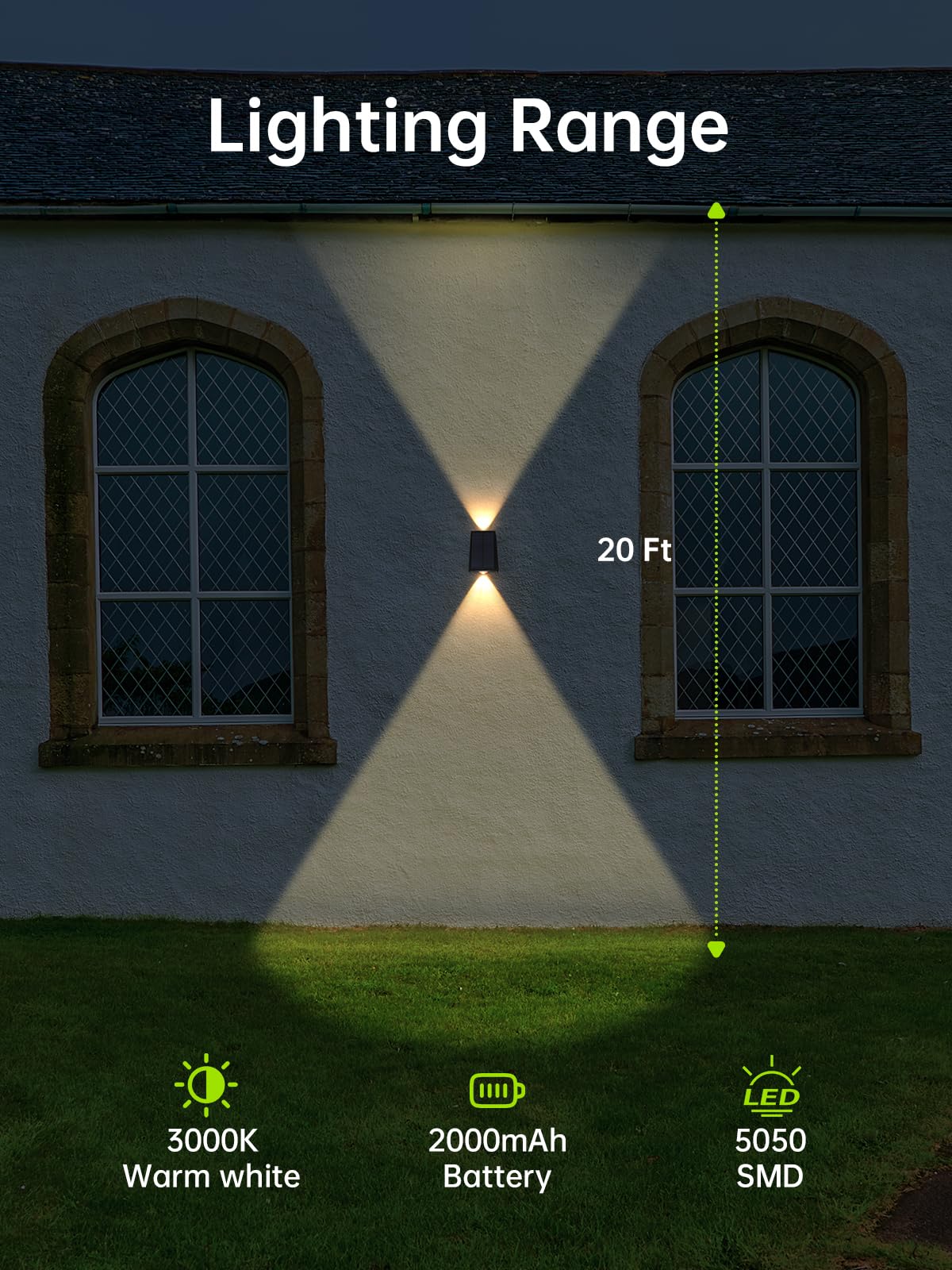 Mrzxy Solarleuchten für den Außenbereich, Solarleuchten für Haus nach oben und unten, wasserdicht für Haus, Garage, Außen, Wandleuchte