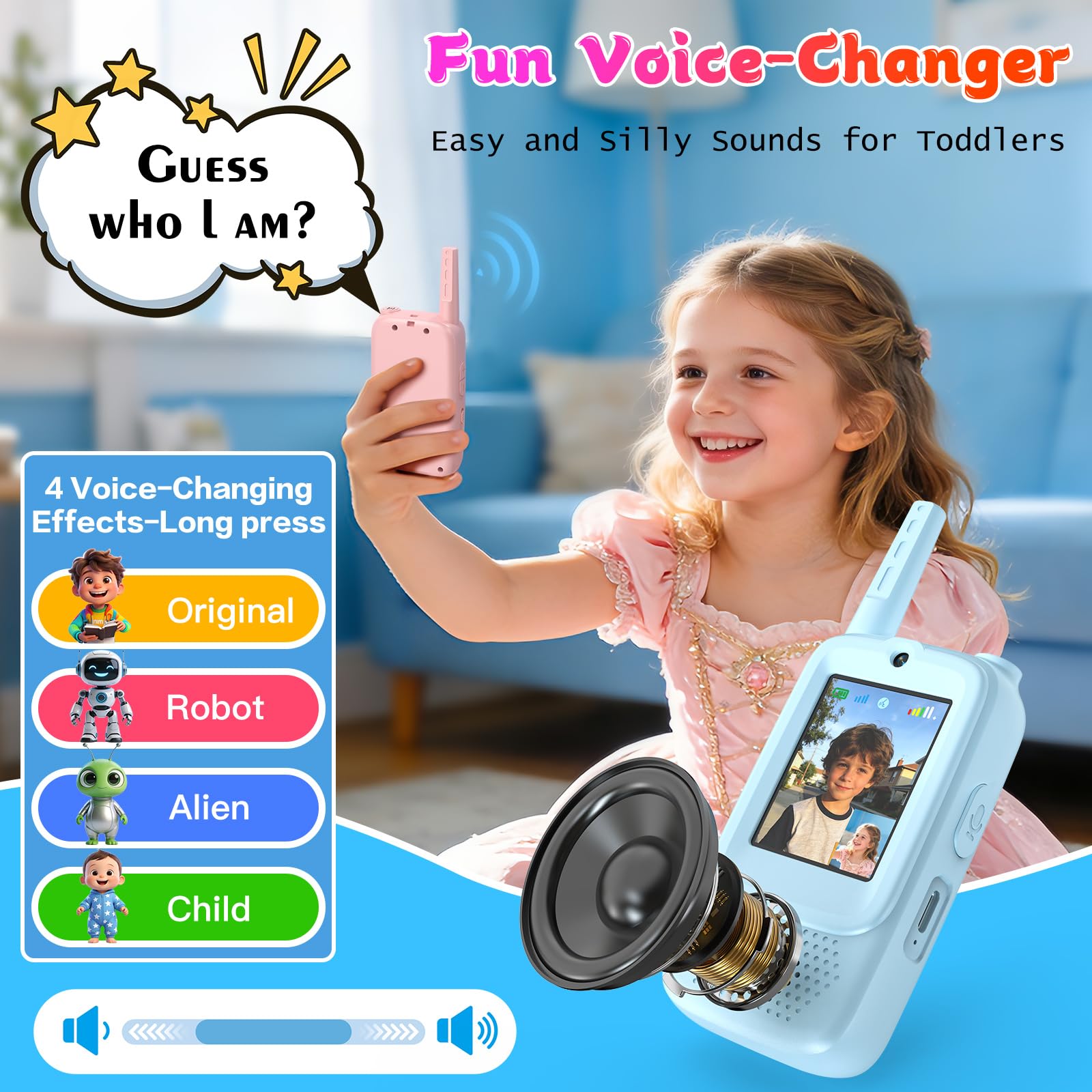 ZealSound Video Walkie Talkies for Kids,Toys for Boys Girls Ages 3-12 Indoor Outdoor, w/Magic Voice - Image 4