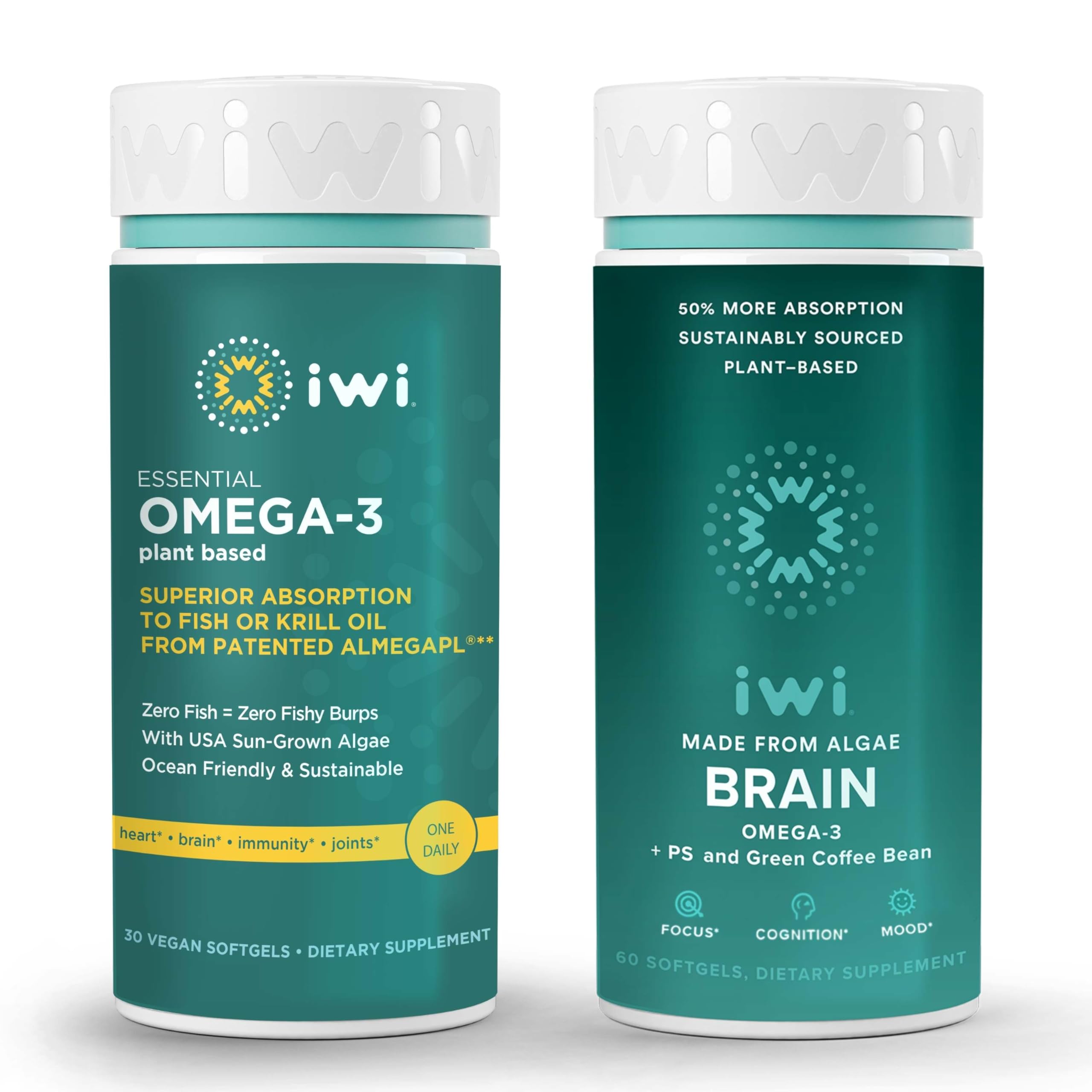 Iwi Kit de Ômega-3 Essencial e Ômega-3 para o Cérebro, 30 Doses, Ômega ...