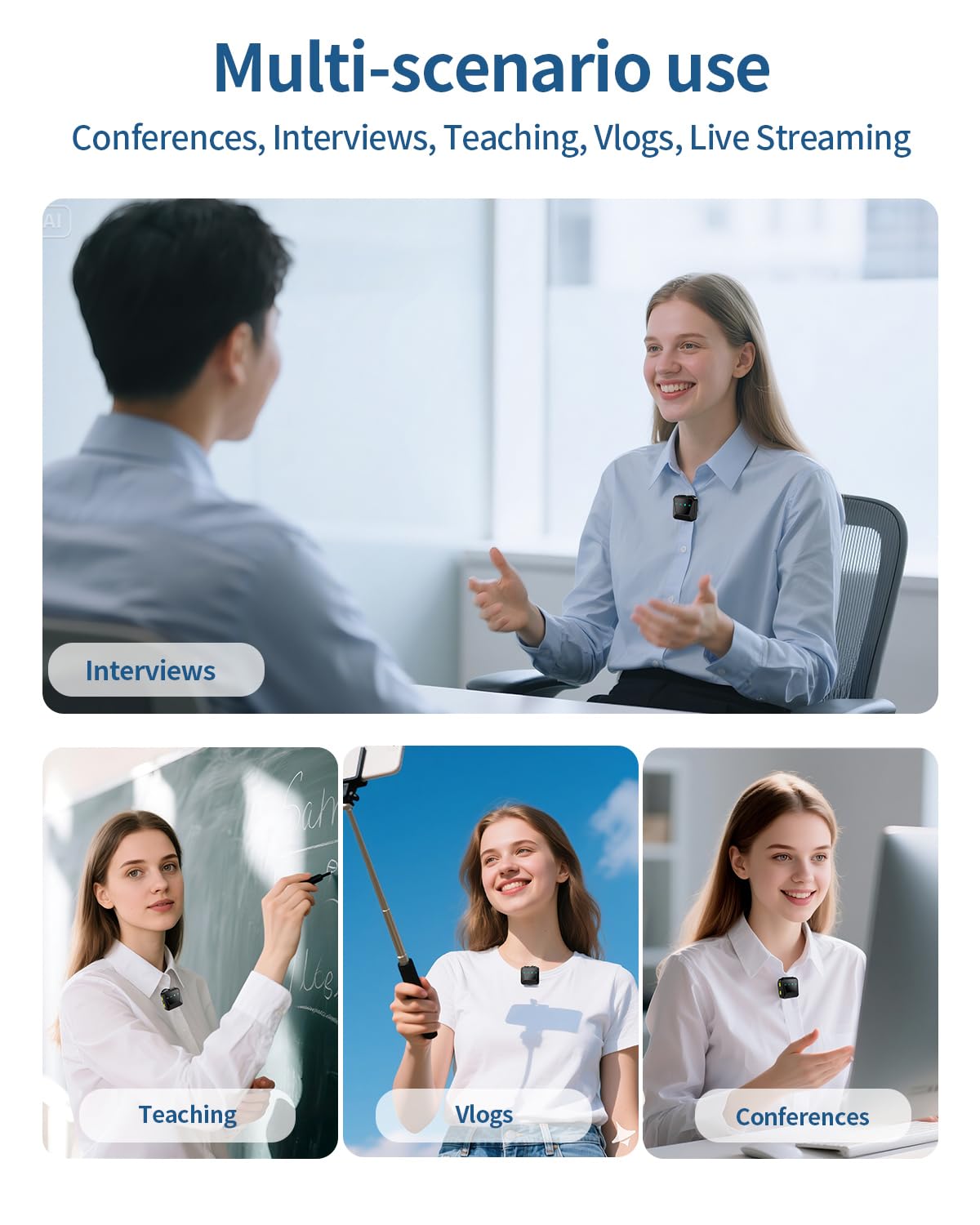 Micro Cravate sans Fil pour iPhone/Telephone Android,Microphone à revers USB C sur Réduction du Bruit pour enregistrement vidéo，Vlogging，TikTok，YouTube