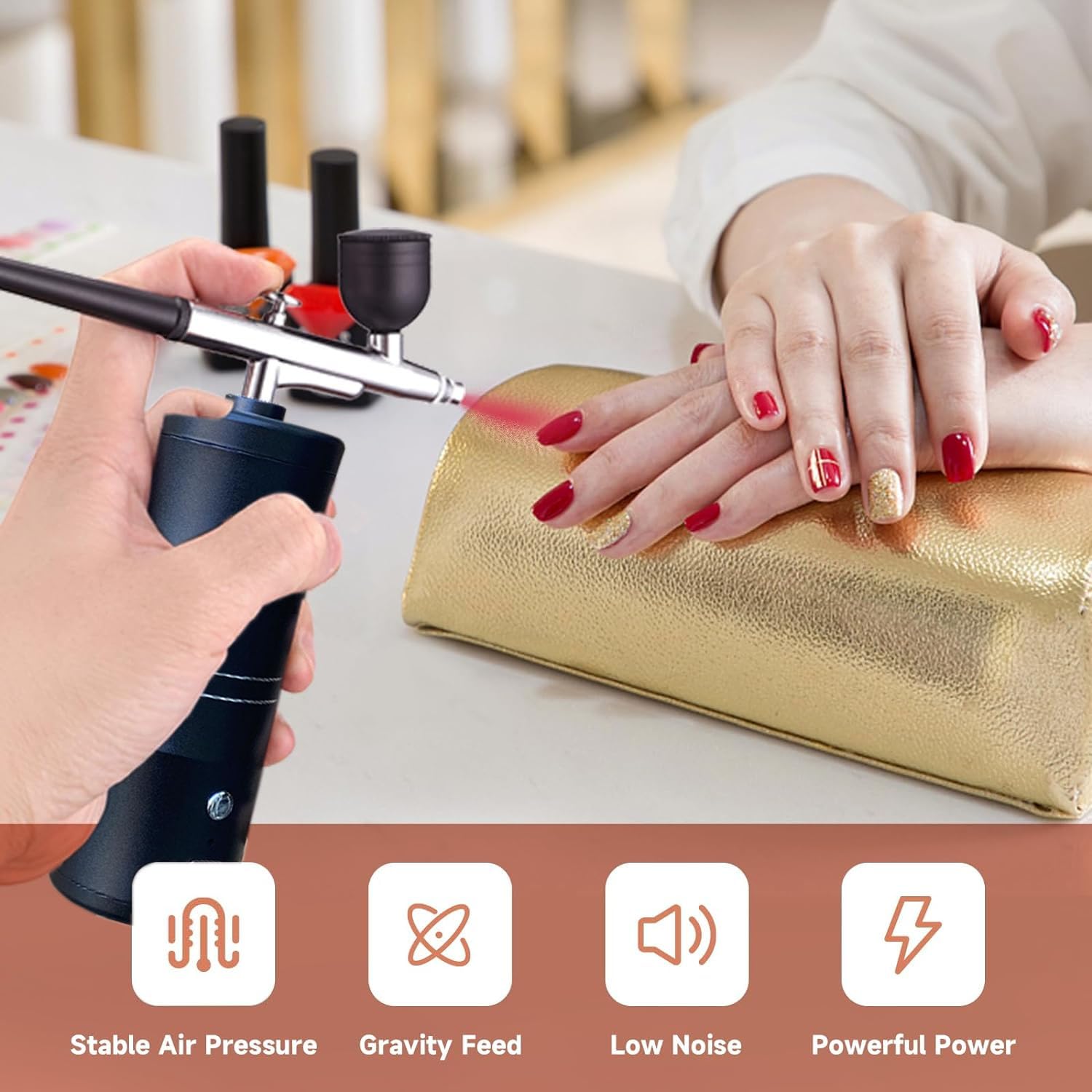 Portable Airbrush Kit 0.3mm 7cc Gravity Feed Airbrush With Compressor Auto Start Amp Stop Rechargeable Handheld Air Brush Spray - View #5