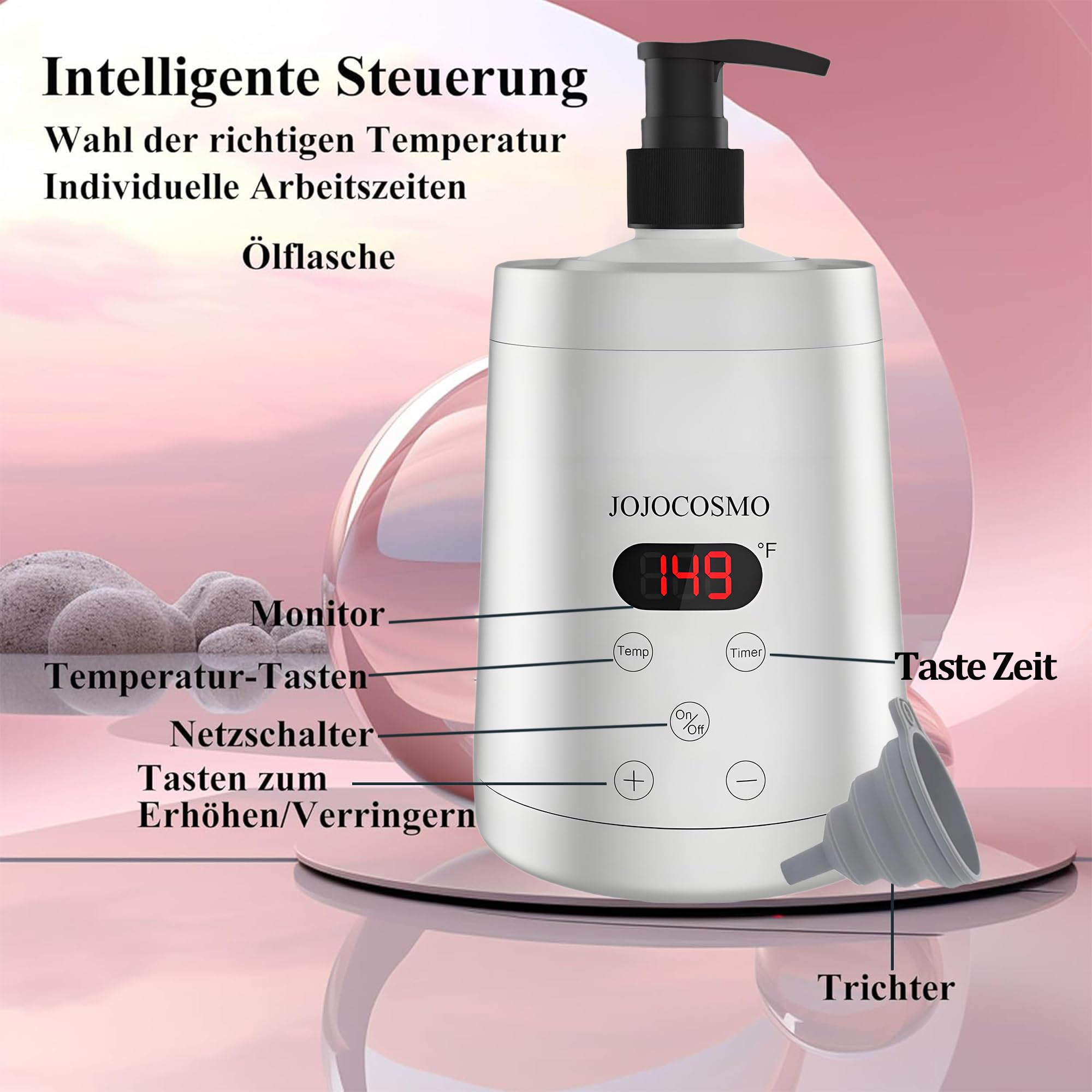 Chauffe-huile de massage,Chauffe huile de massage avec deux distributeurs de bouteilles d'huile,Chauffe en continu de 0 à 65 °C,Chauffe bouteille de lotion pour les salons et les spas,Argent