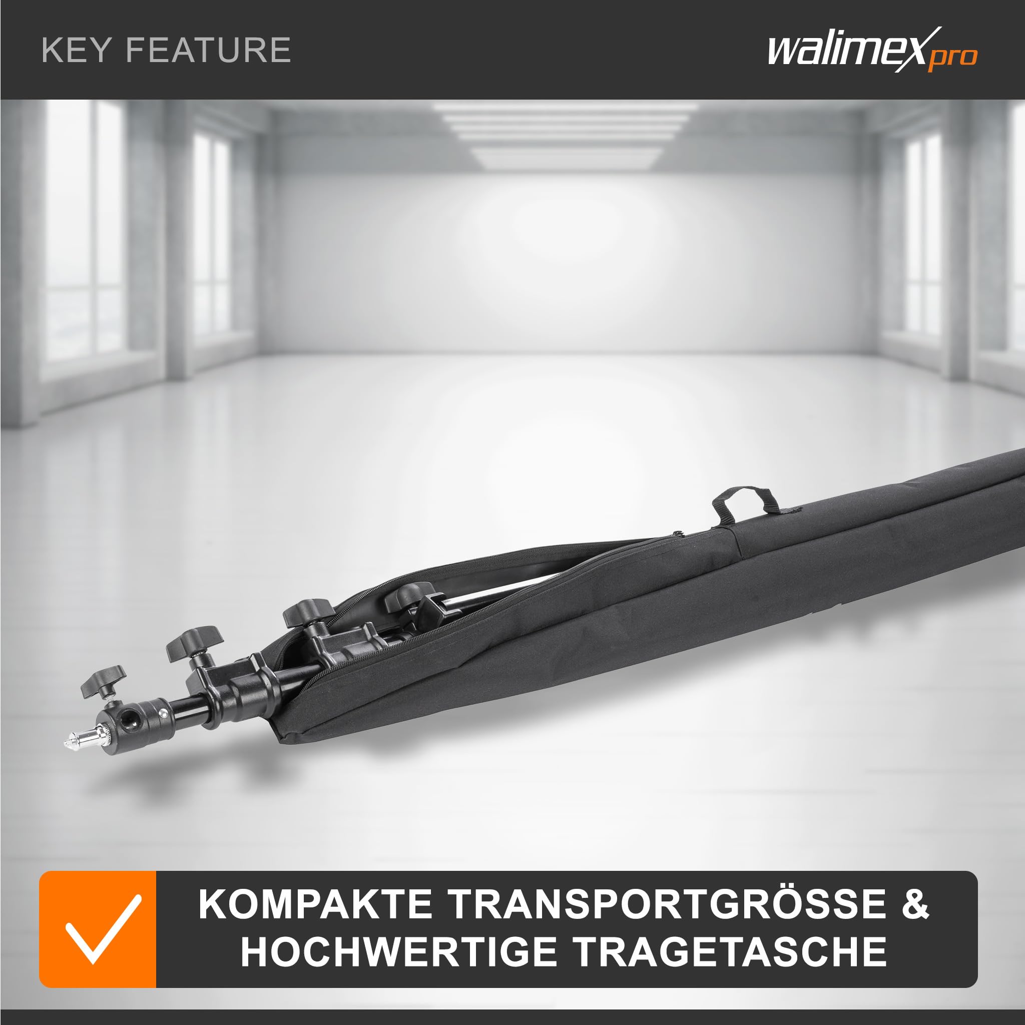 Walimex pro AIR 290 Deluxe Lampenstativ max. Höhe 290 cm, Lichtstativ mit Luftfederung, Blitzstativ mit 7 kg Traglast, Leuchtenstativ aus Aluminium, Dreibeinstativ für Fotostudio und Outdoor