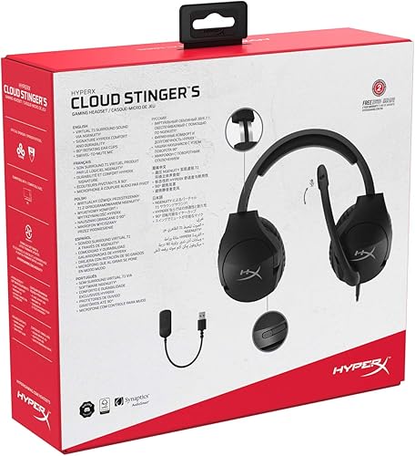 Miniatura 11 de HyperX Cloud Stinger S - Auriculares para juegos, para PC, sonido envolvente virtual 7.1, ligeros, espuma viscoelástica, cuero sintético suave,