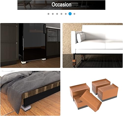 Miniatura 6 de Elevadores de muebles de cama ajustables, elevación en alturas de 1.6 pulgadas o 3.2 pulgadas, elevadores rectangulares resistentes para cama,