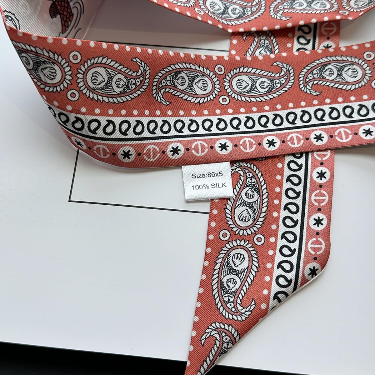 JERLA 100% Mulberry silk Scarf Head Hair Ribbon Handbag Handle wrap Tie Bundle Neckerchief Scarf for women image 3