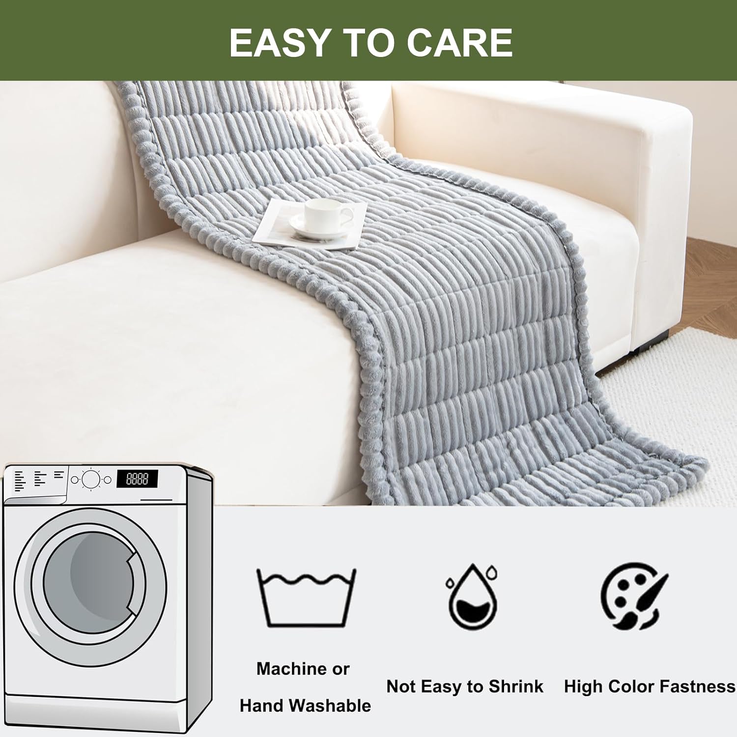 HAOYONG Pet Couch Cover Fuzzy Couch Cover for Dogs Washable Couch Cushion Non-Slip Sofa Slipcover Cushion Furniture Protector Pet Friendly