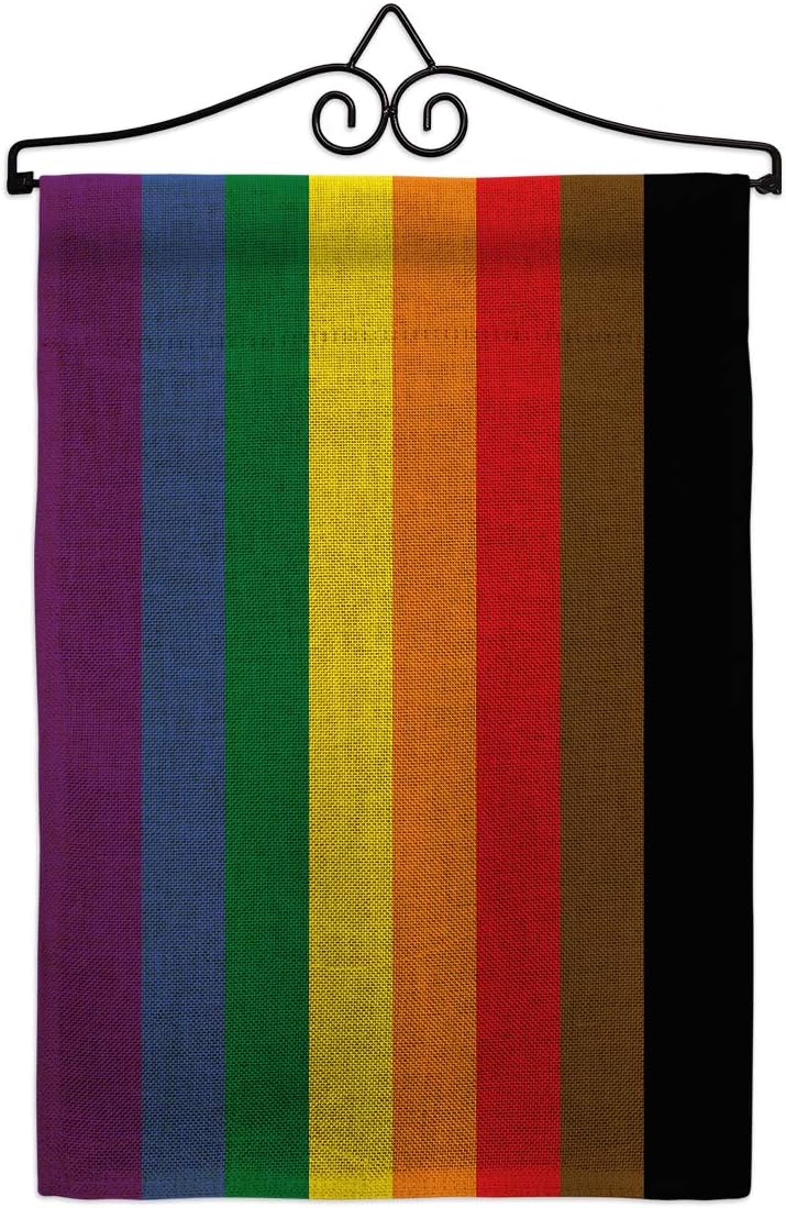 Philadelphia Rainbow Garden Flag Set Wall Hanger Support Pride Rainbow Love LGBT Gay Bisexual Pansexual Transgender Small Decorative Gift Yard House Banner Made In USA 13 X 18.5