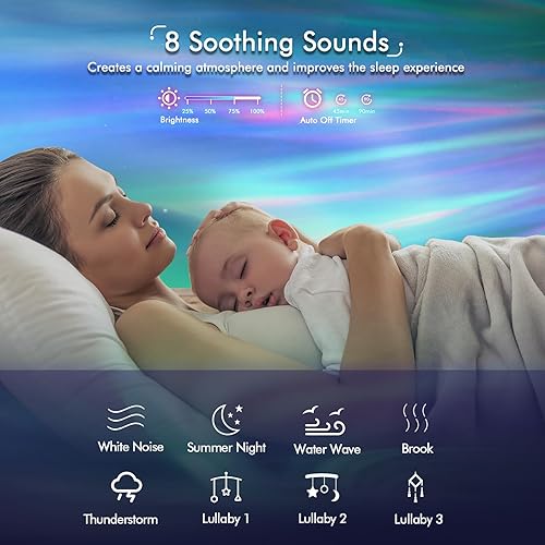 Miniatura 5 de Proyector de galaxia, proyector de luces de estrella para dormitorio con 33 luces, proyector Aurora con altavoz Bluetooth 5.0, aplicación