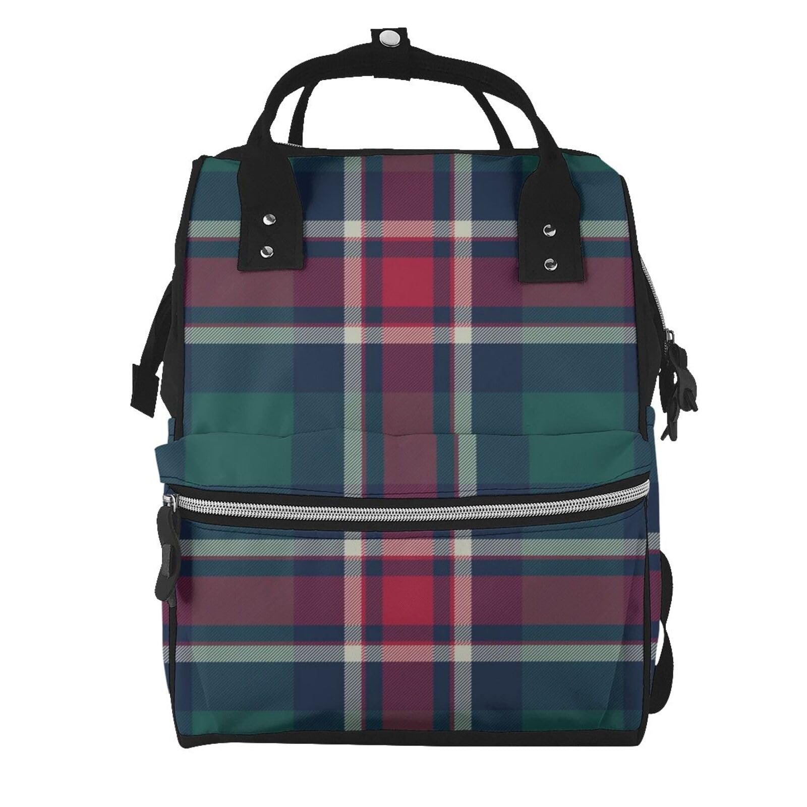Sac à dos à couches imperméable style écossais multicolore pour parents - 7