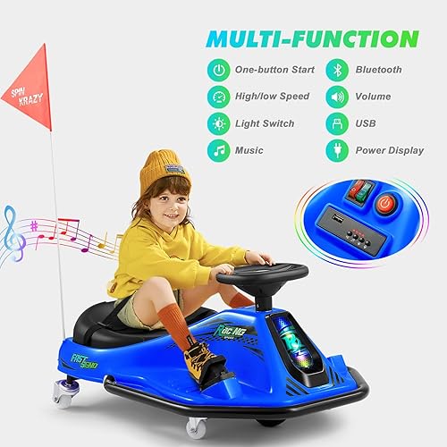 Miniatura 4 de JOYLDIAS Coche de deriva giratorio de 360 grados, 24 V eléctrico a la deriva para niños con velocidad altabaja, motor sin escobillas de 24 V, luces