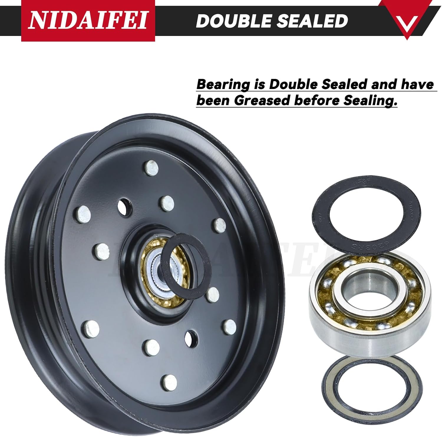 2 Pack 604231 Flat Idler Pulley Replaces Hustler 604231 for Hustler 48" Raptor SD, 52" Raptor, 60" Raptor SD, 934794, 935817, 935916, 936476, 937854, 938670, 939223, 935759, 935833 Lawn Mower