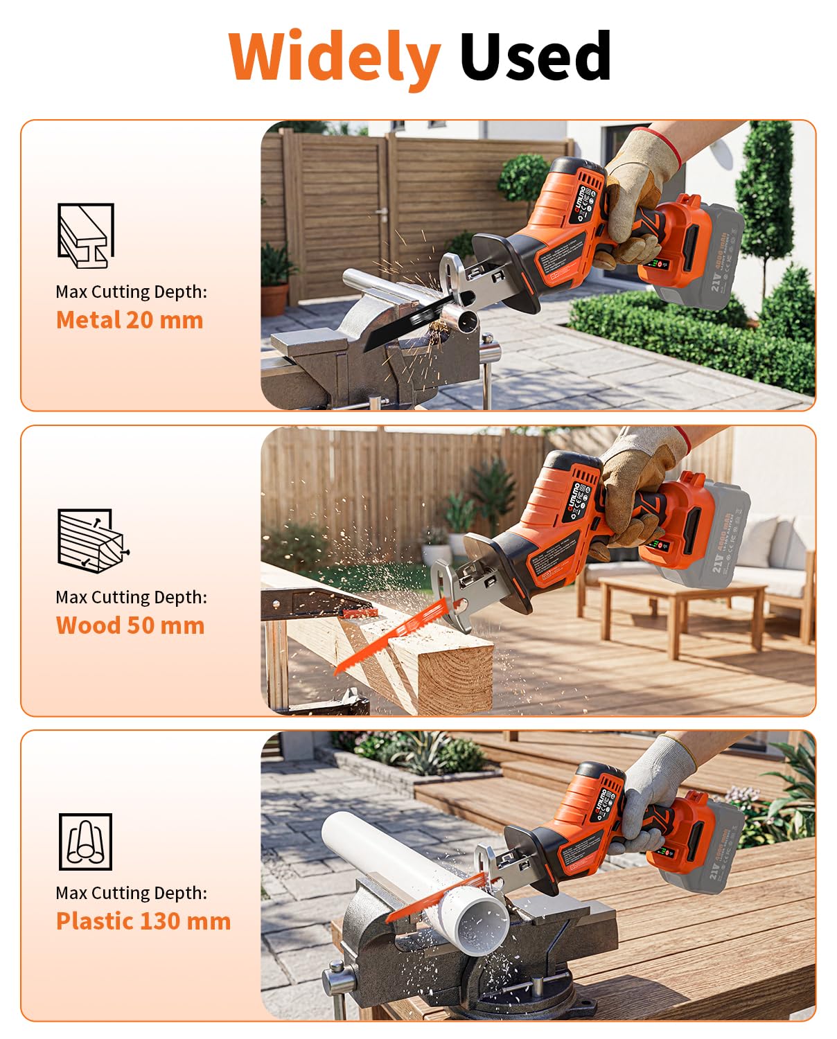 Akku Säbelsäge für Makita 18V Akku, 3500 SPM geräuscharmer bürstenloser Motor, 4 Sägeblätter, LED-Leuchte, Leicht und Handlich für Holz Metall Kunststoff, Für Heimwerker und Profis(ohne Akku)