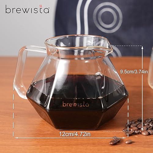 Miniatura 2 de Brewista Jarra de café serie X, servidor de vidrio para verter sobre vidrio, diseño poligonal para mejorar el sabor, borde grueso y sellado para