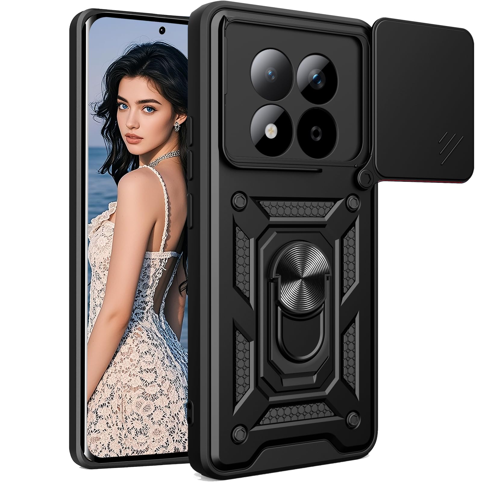 CCSmall for Xiaomi Redmi Note 15 Pro 4G Case Slide Camera Cover SJ Black