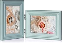 Vista 42 de Marco de fotos de madera doble con bisagras de 5 x 7 pulgadas horizontal y vertical en gris, pantalla de 4 x 6 pulgadas con paspartú o 5 x 7