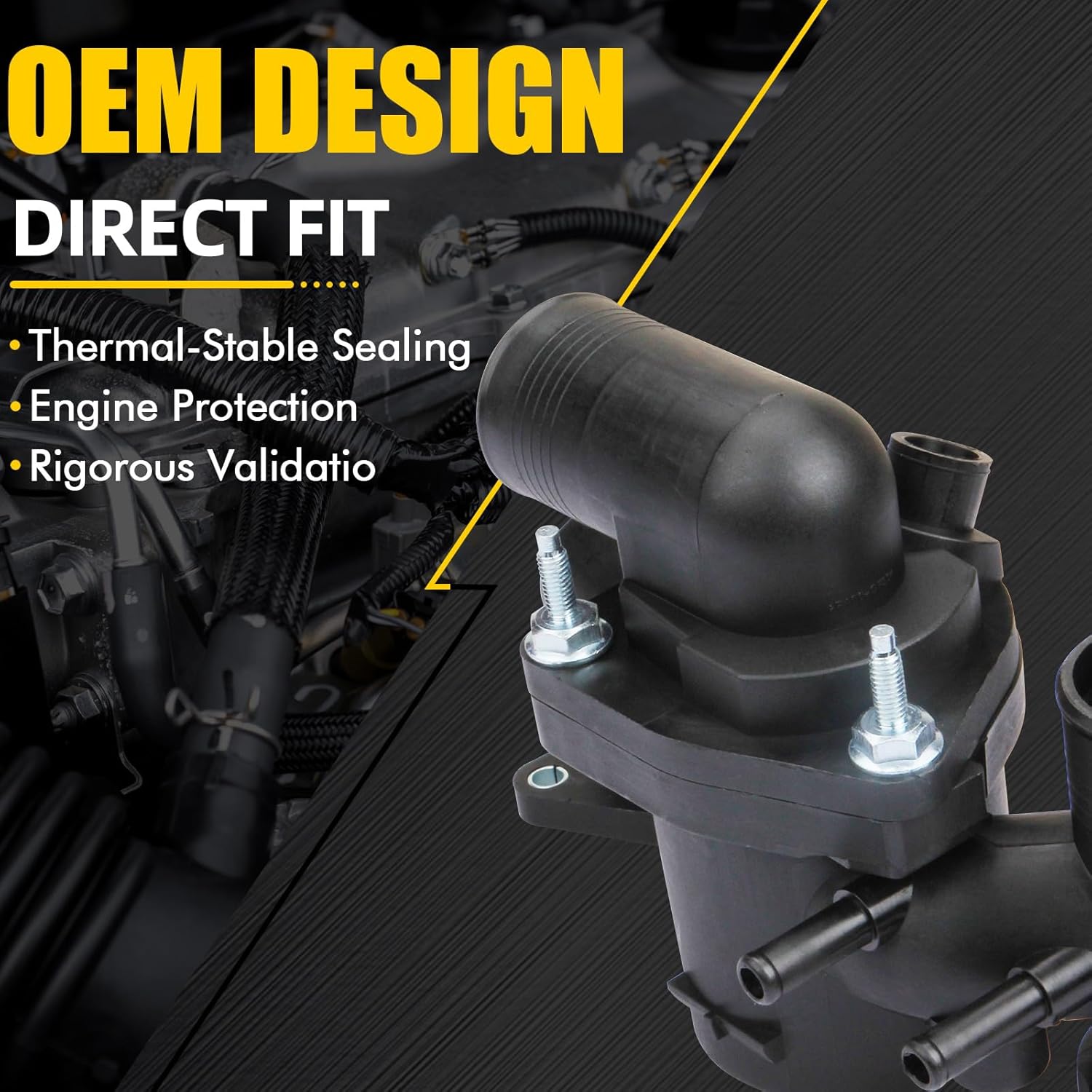 Coolant Thermostat Housing Assembly with Water Outlet Compatible with Jaguar 2004-2005 XJ8 XJR 2003-2005 S-Type 2004-2005 Vanden 4.2L Plas AJ85730 AJ85824 AJ85886 AJ87364 AJ87947