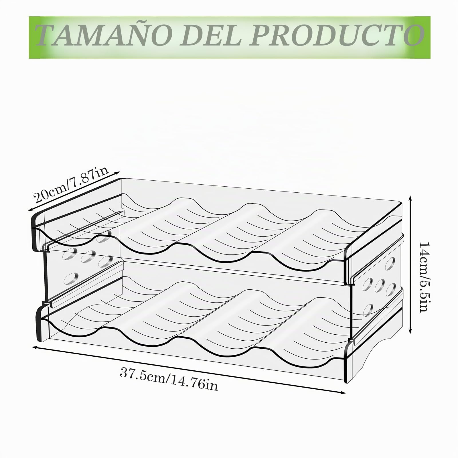 Soporte para Botellas de Vino Apilable: 8 Botellas Organizador Botellas Frigorifico Transparente, Portabotellas de Plástico, Wine Rack Standing para Armarios, Frigoríficos, Salones