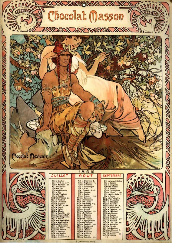 Tableau La virilité Alphonse Mucha décoration murale chambre vintage 60x90