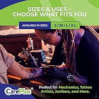 Vista 4 de CARE PLUS Guantes de nitrilo para uso médico, sin polvo ni látex, negro/azul, S, M, L, XL - 100, 200, 1000