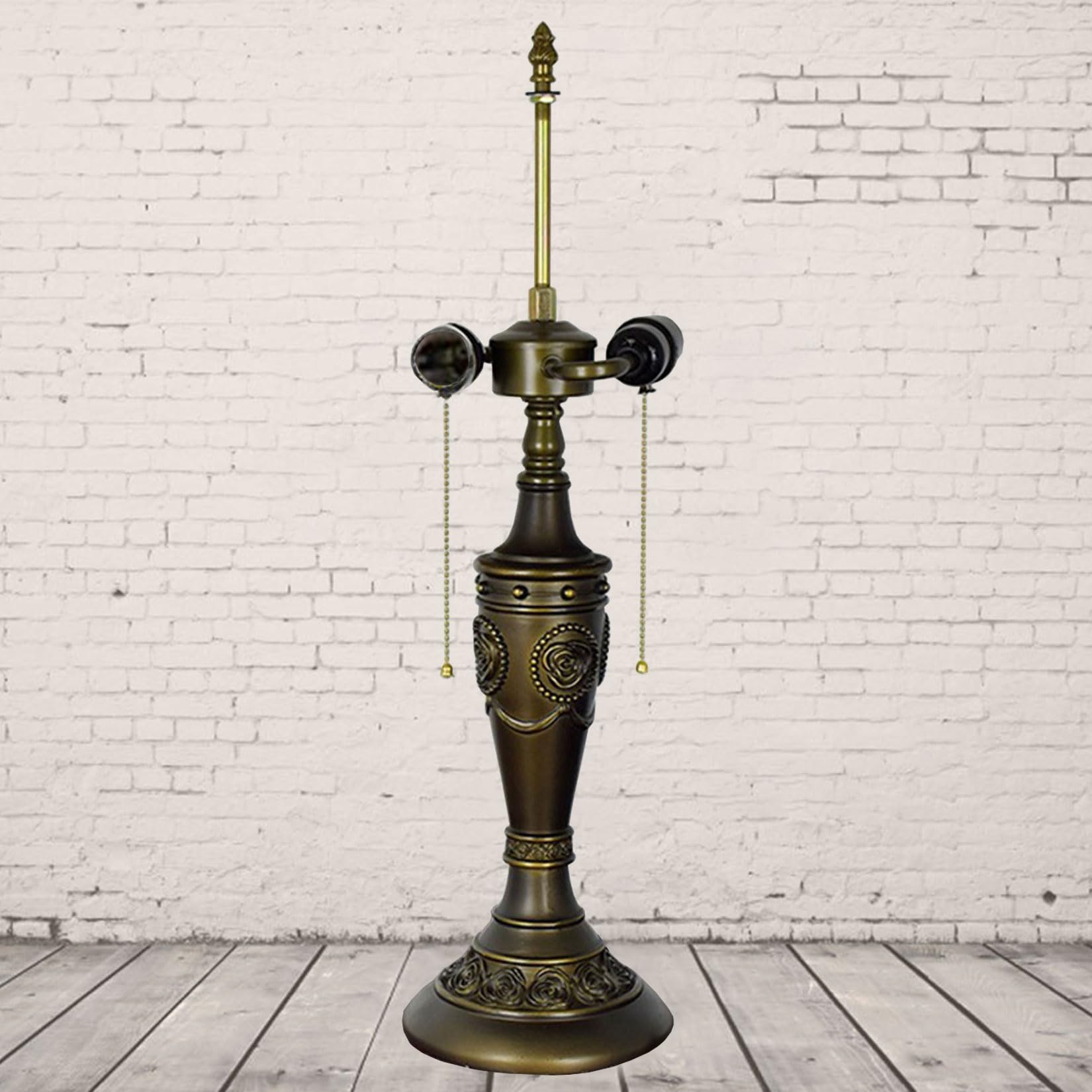 BOTOWI 23" H Table Lamp Base Replacement, Only Roses Resin Desk Lamp Base Fit for 16-18 Inch Tiffany Style Stained Glass Lampshades