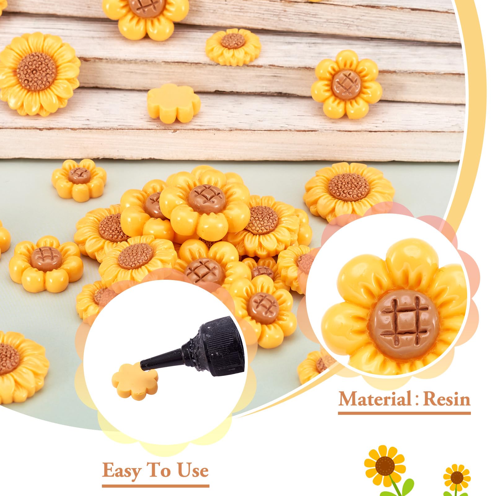 Spritewelry Sunflower Beads Golden Sun Beads Flower Beads Round Beads for Bracelets Earring Beads for DIY Necklace Jewelry Making idea Gift - Image 3