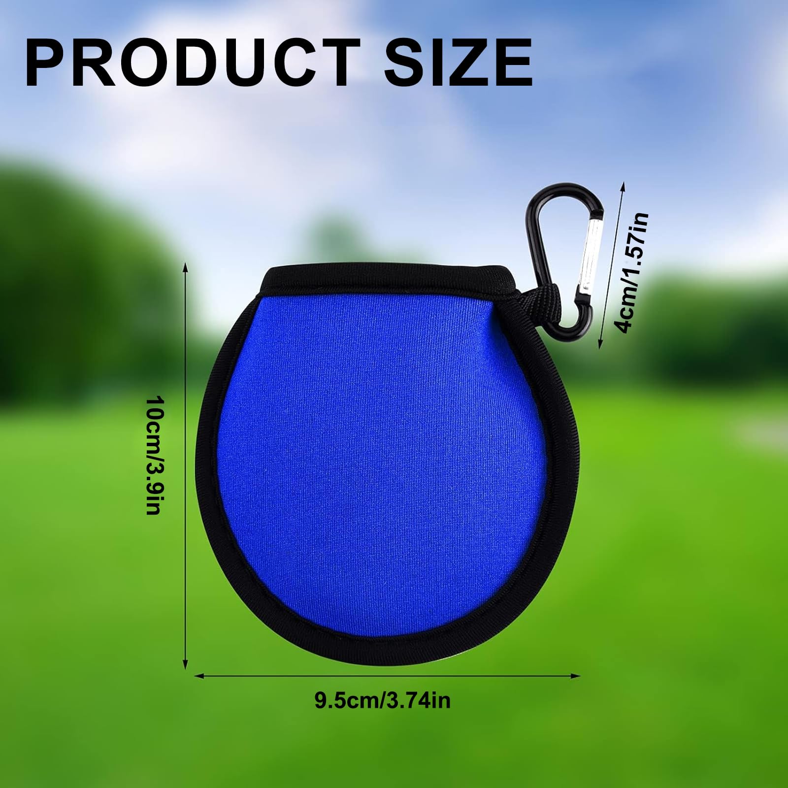 FUZVOL 2 PCS Golf Ball Cleaner Pouch Waterproof Golf Accesorries Washer Pocket with Carabiner Golf Ball Cleaner Bag Accesorries Golf Ball Dry-Clean Pocket Golf Gifts for Men(Blue+Blcak) - Image 2