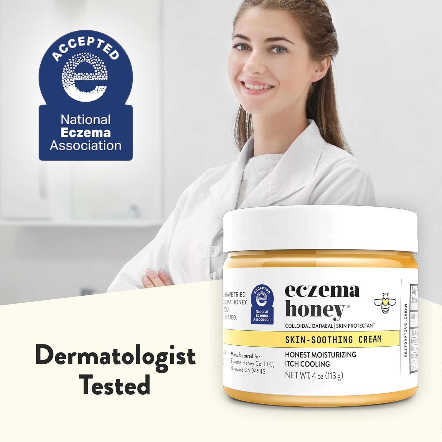 ECZEMA HONEY Original Skin-Soothing Cream - Organic Hand & Body Eczema Relief - Natural Honey Lotion for Dry, Itchy, & Irritable Skin (4 Oz) : Health & Household