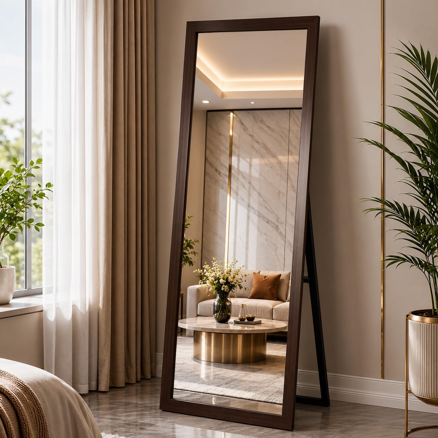 kaevion Cheval 5 Feet Full Length Mirror Brown - Image 1