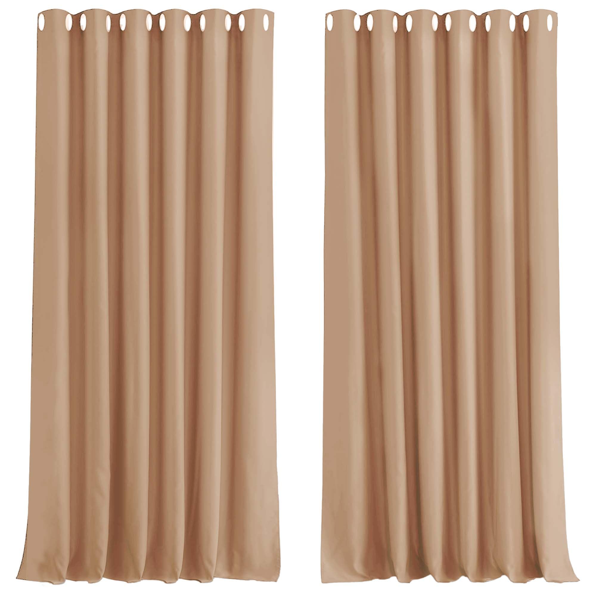 Aspire Homeware Beige Blackout Curtains 90X90 For Living Room - Eyelet Bedroom Curtains With Tiebacks Window Treatments Super Soft Thermal Black Out Curtain & Drapes, 2 Panels