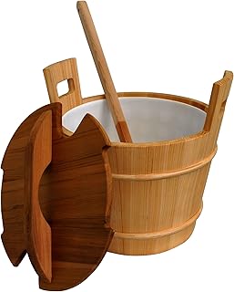 Northern Lights Group Cedar Sauna Bucket with Liner, Lid, and Ladle - 18L