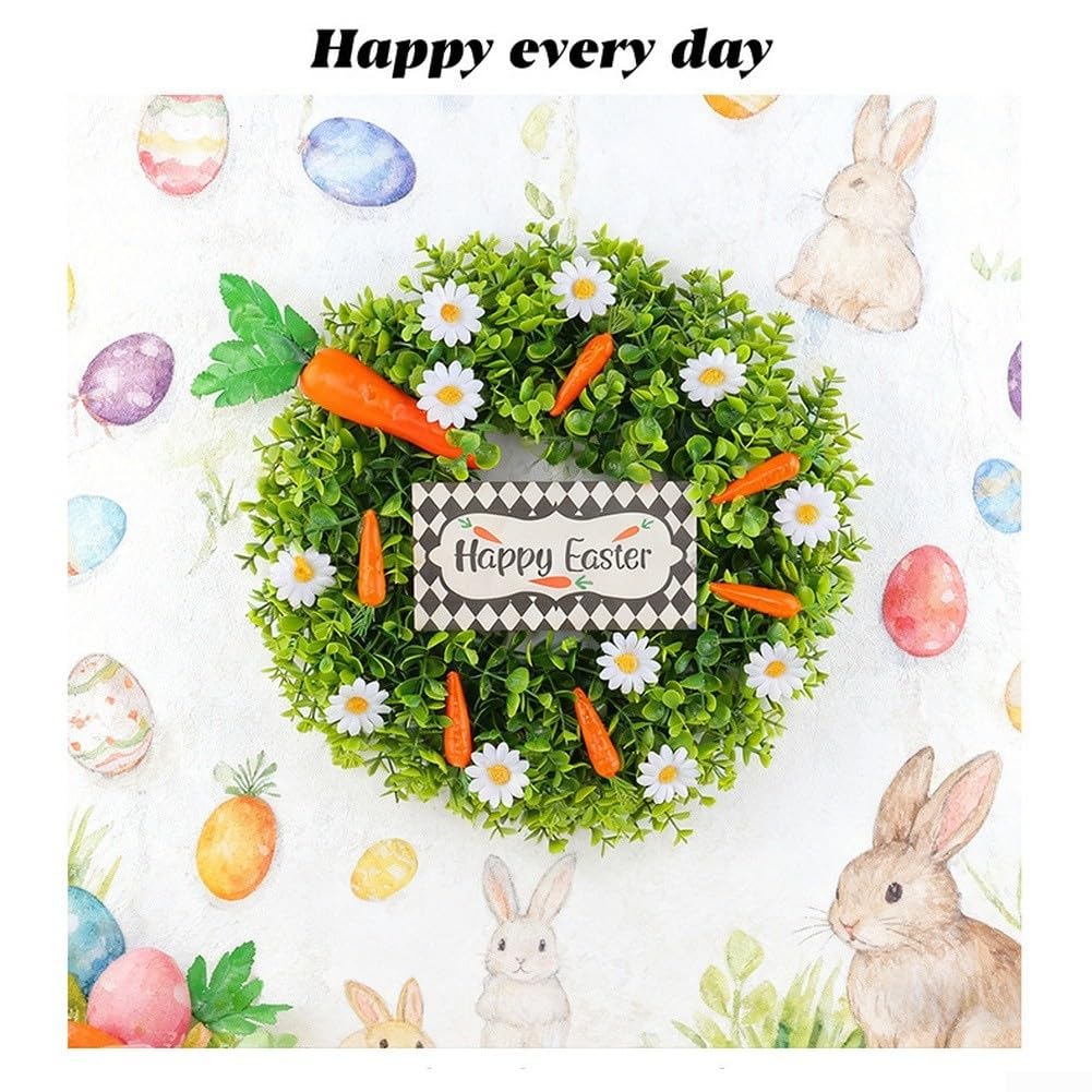 Ghirlanda pasquale con margherita e carota design morbido PVC primavera ghirlanda per porta d'ingresso casa parete tavolo decorazione leggera appeso ornamento verde 38 x 7 x 38 cm