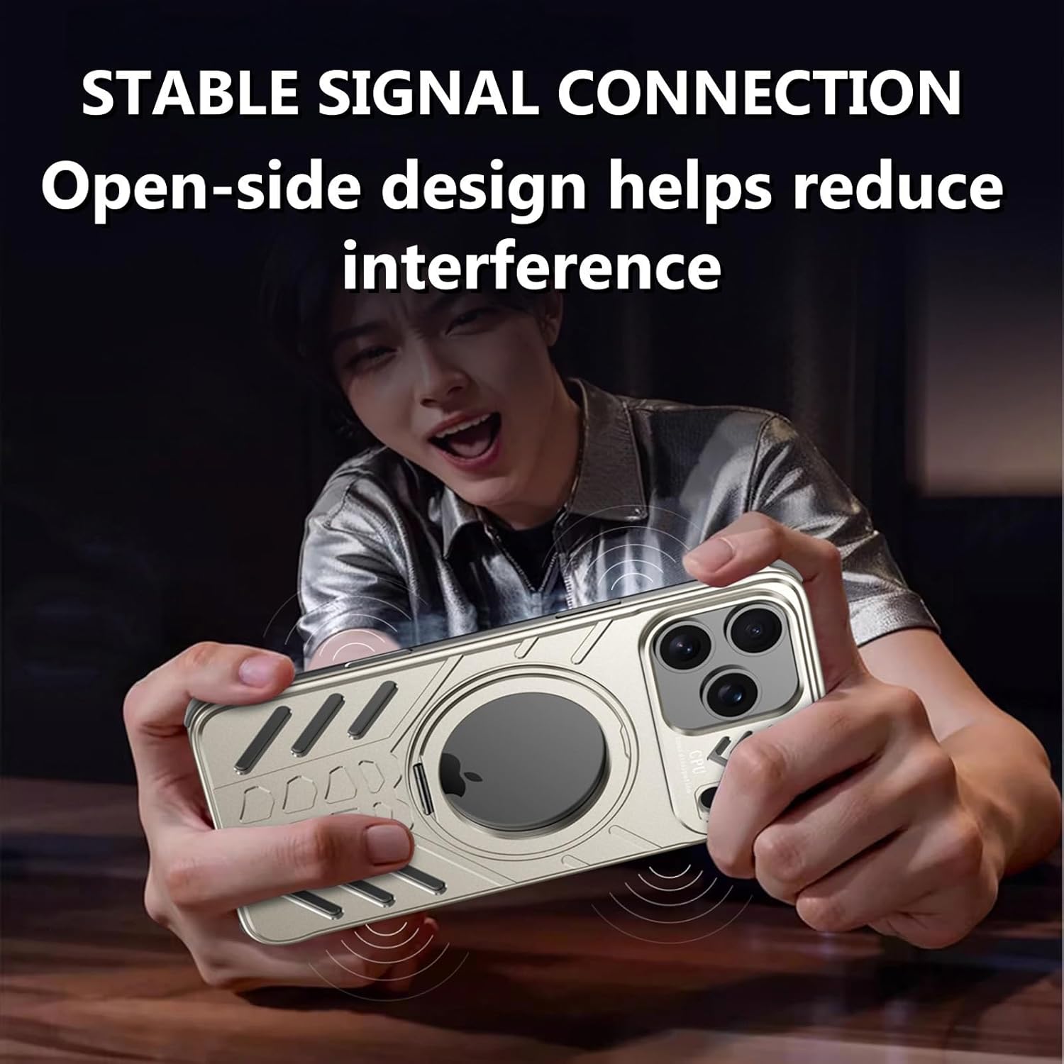 Metal Frameless Case for iPhone 17 Pro Max, Alloy Magnetic Cover with 360° Rotating Ring Stand, Shockproof Corner Design & Raised Camera Bezel(Black)