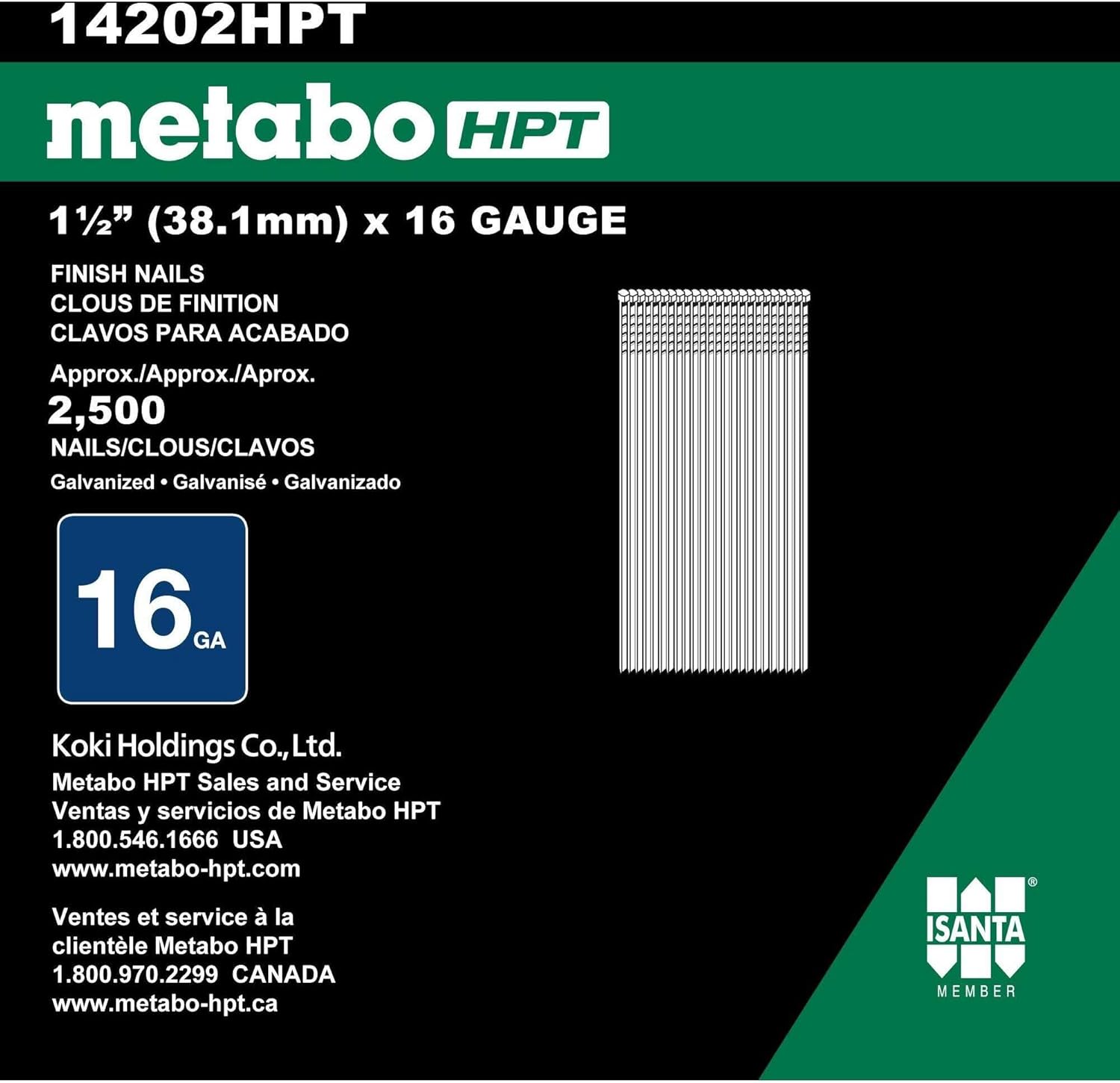 Hitachi 14202 1-1/2-Inch x 16 Gauge Finish Nail