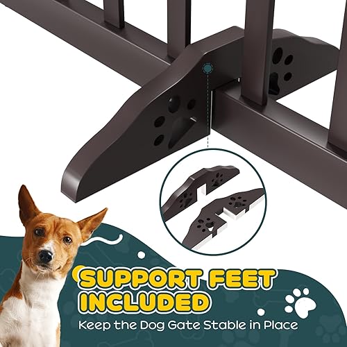 Miniatura 5 de Semiocthome Puertas plegables para perros para la casa, 4 paneles extra anchos, puerta independiente con 2 pies de apoyo, puertas de mascotas de 24