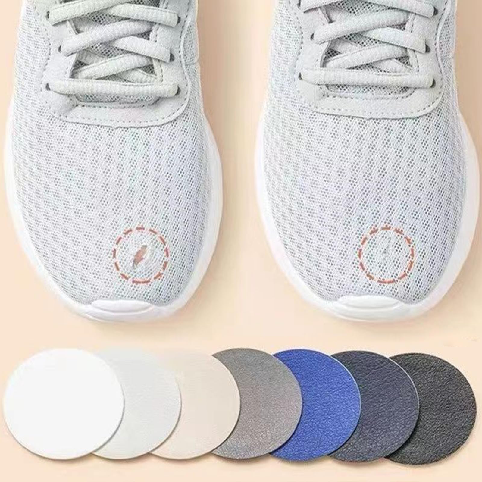 Samoprzylepne łatki naprawcze do butów, 24 sztuki, okrągłe łatki do naprawy butów, do naprawy butów sportowych, sneakersów, wysokich obcasów, napraw otworów na buty (4 kolory).