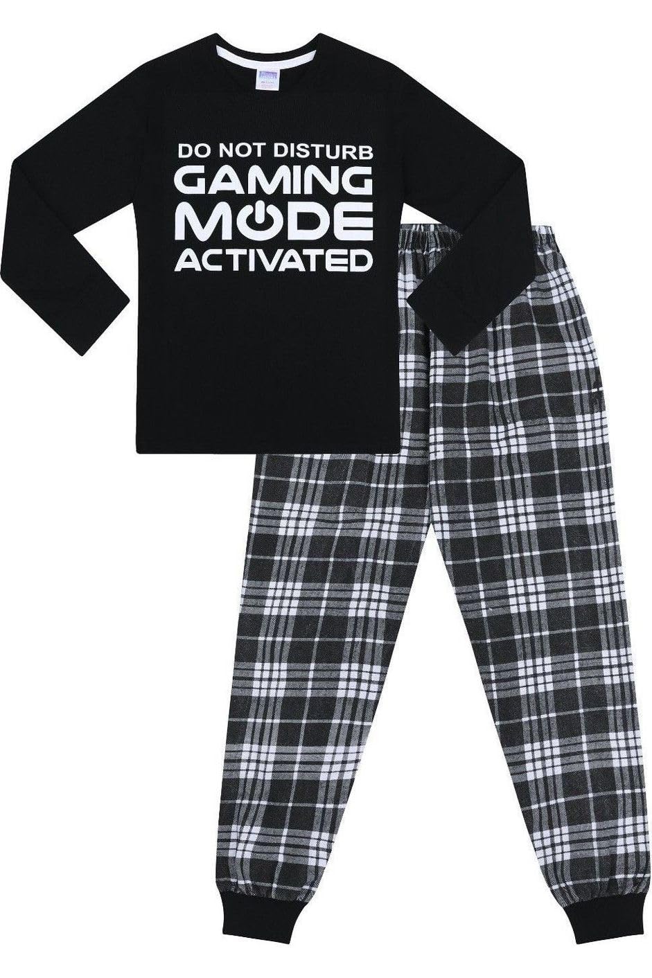 ThePyjamaFactory Do Not Disturb Gaming Mode Activated Woven Long Cotton Pyjama Set