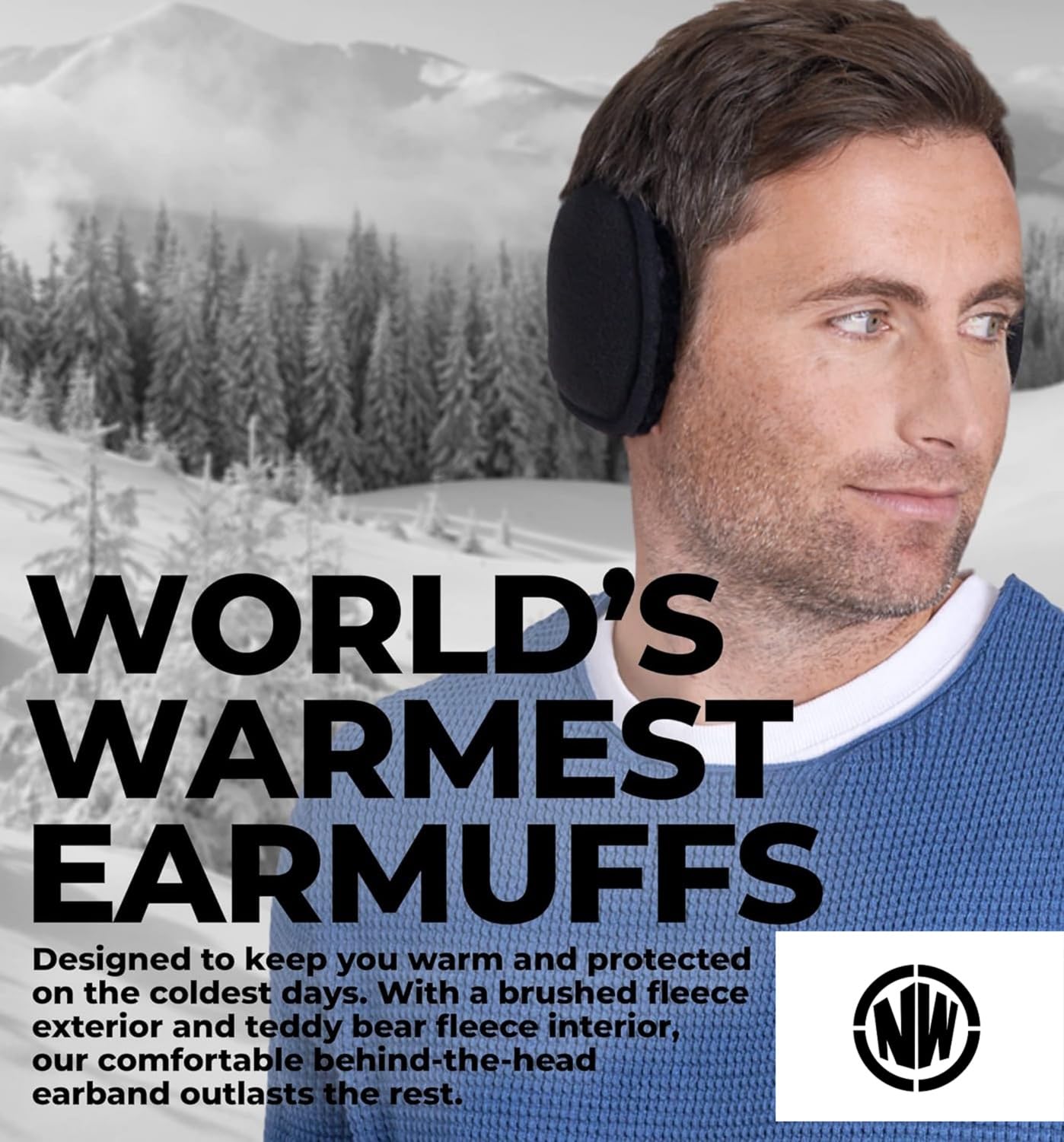 NORTHWIND Winter ear muffs for men, ear muffs for women, ear cover for winter, Behind The Head Style Winter Earmuffs for Men & Women (Black)