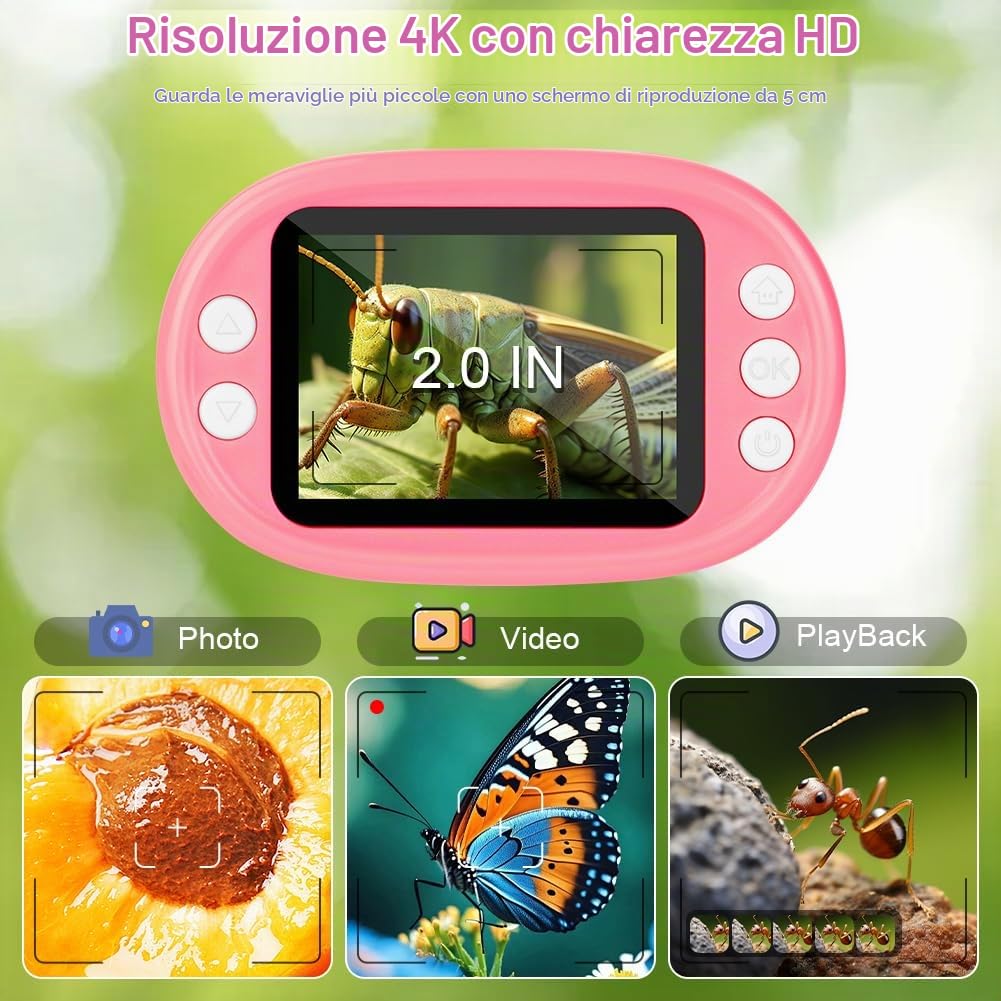 AXFEE 1000X Microscopio Portatile Bambini, Schermo 4K 2,0",Può Foto e Video