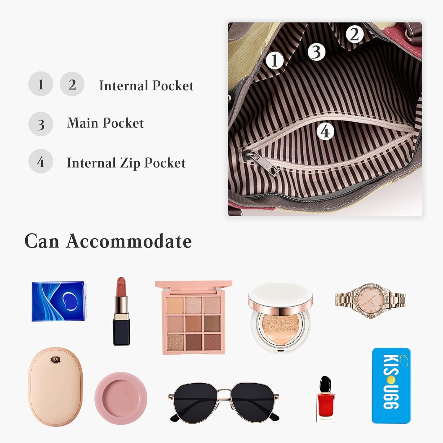 Women Handbag Multi-Color Splice Striped Shoulder Bag Canvas Tote Bag Large Capacity Top Handle Bag Casual Hobo Bag - Image 5