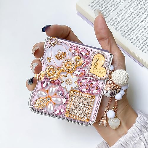 Miniatura 9 de Omio - Funda para Samsung Galaxy Z Flip 5, lujosa funda 3D hecha a mano con diamantes de imitación brillantes de hierro con colgante de torre de